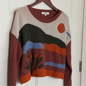 Earthy Landscape Scene Crop Sweater